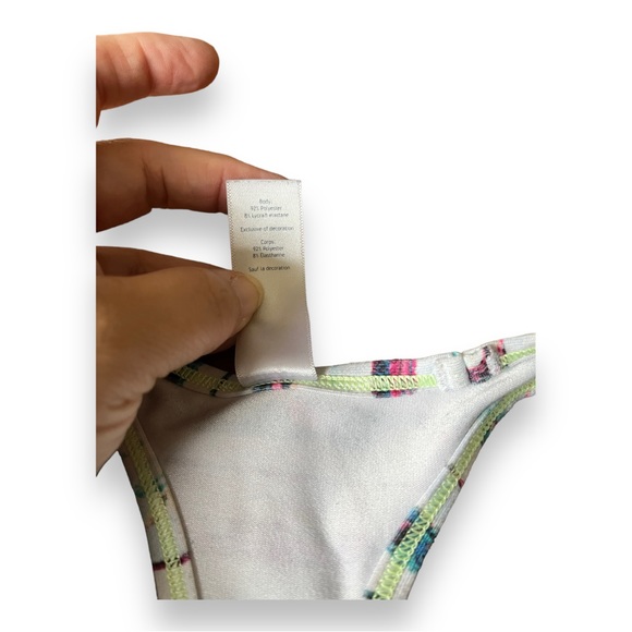 Ivivva Lululemon Girls Racerback Tank Top in White with Colorful Modern Stripes - Picture 4 of 9